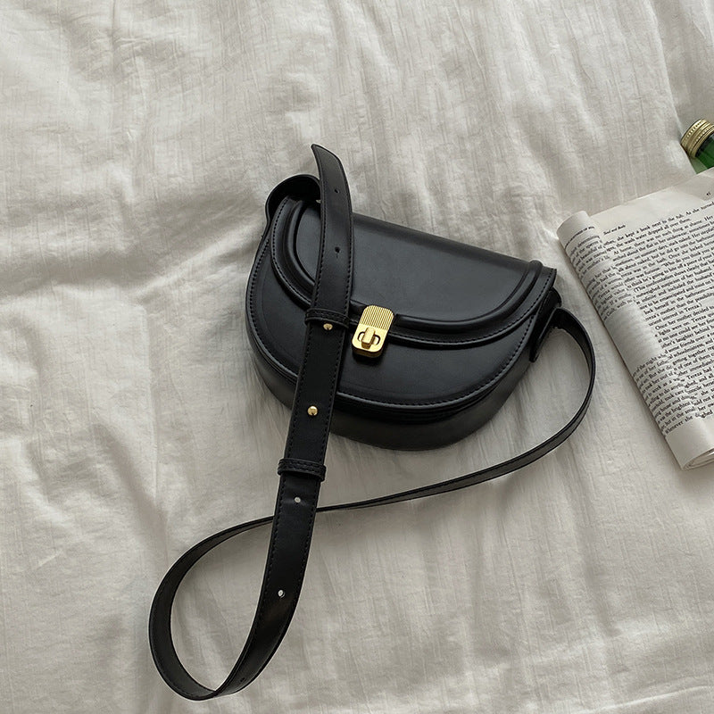 Retro Textured Saddle Crossbody Bag