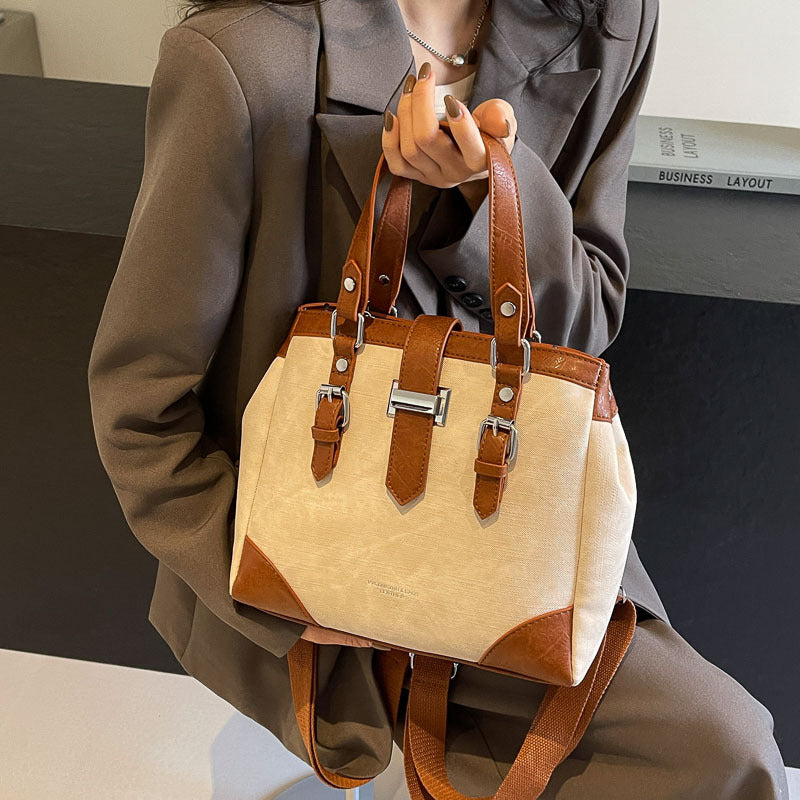 Retro Contrast Spring Shoulder Messenger Tote Bag
