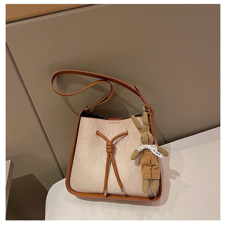 Trendy Contrast Bucket Denim Shoulder Messenger Bag