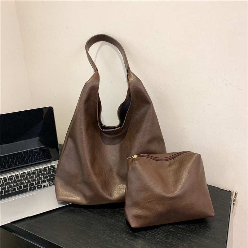 Retro Spring Shoulder Bag with Mother-Child Design