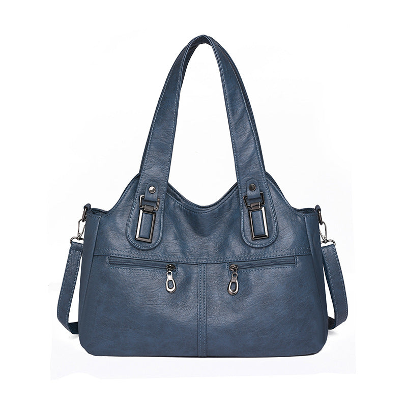 Soft PU Leather Retro Large Shoulder Handbag