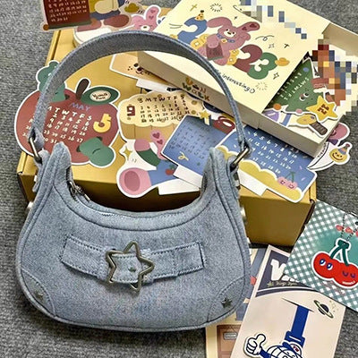 Light Luxury Denim Star Girl Underarm Shoulder Bag