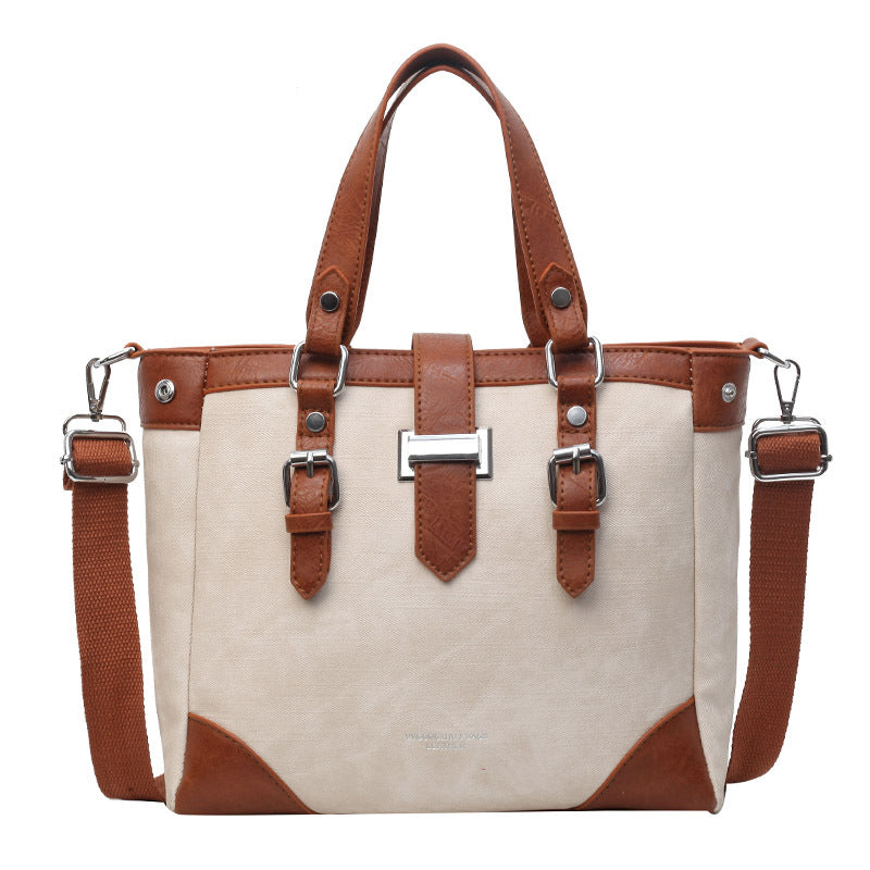 Retro Contrast Spring Shoulder Messenger Tote Bag