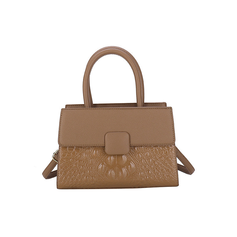 Crocodile Pattern Lock Stitch Underarm Tote Handbag