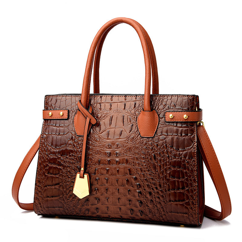 Large Capacity Retro Crocodile Pattern Women's Handbag