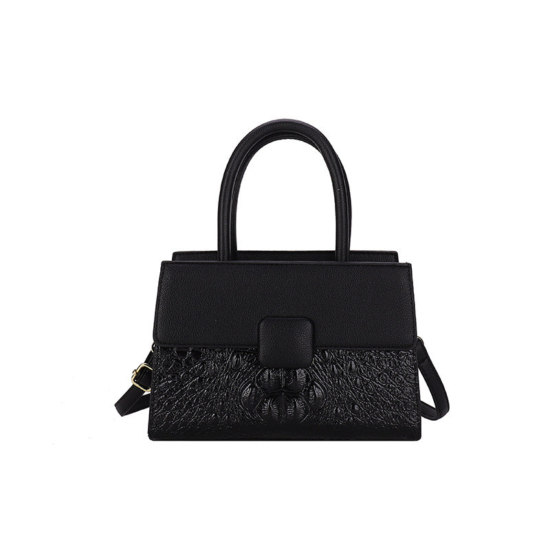 Crocodile Pattern Lock Stitch Underarm Tote Handbag