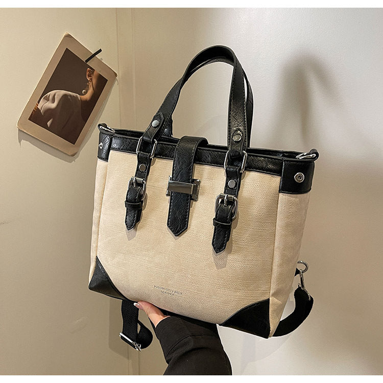 Retro Contrast Spring Shoulder Messenger Tote Bag