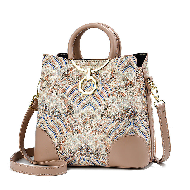 Printed Textured Bucket Shoulder Bag
