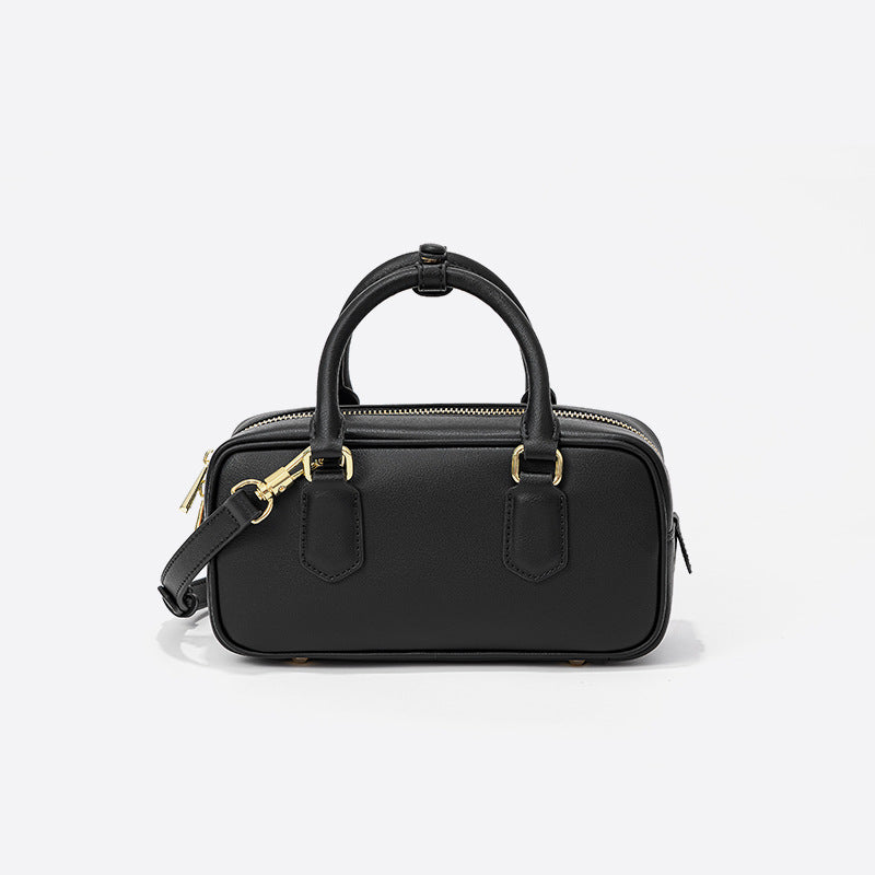 Retro Niche Genuine Leather Boston Bowling Bag