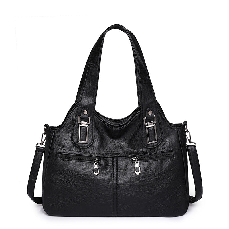 Soft PU Leather Retro Large Shoulder Handbag