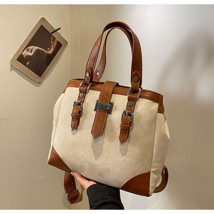 Retro Contrast Spring Shoulder Messenger Tote Bag