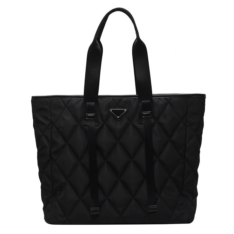 Quilted Diamond Style Nylon Casual Tote Bag