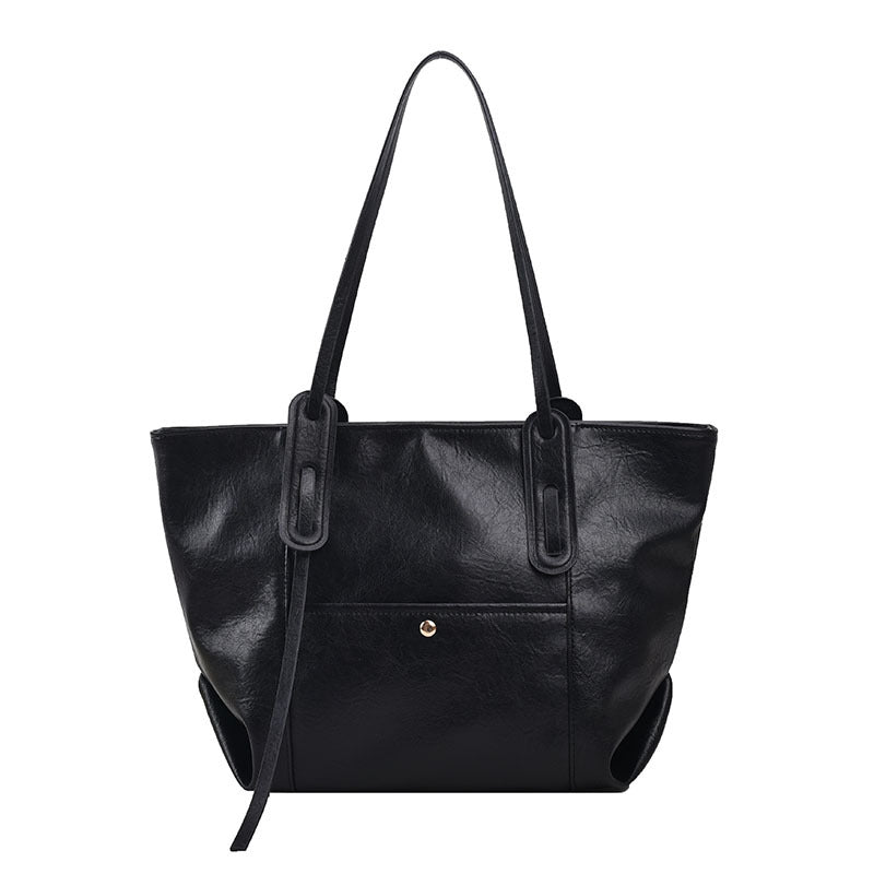 Large Capacity Retro PU Leather Autumn Shoulder Tote