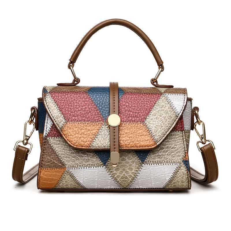 Fashionable Color Matching Square Shoulder Bag