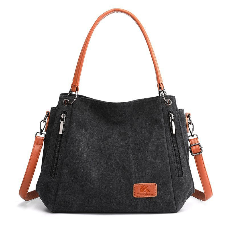 Velvet Canvas Solid Color Trendy Lightweight Tote