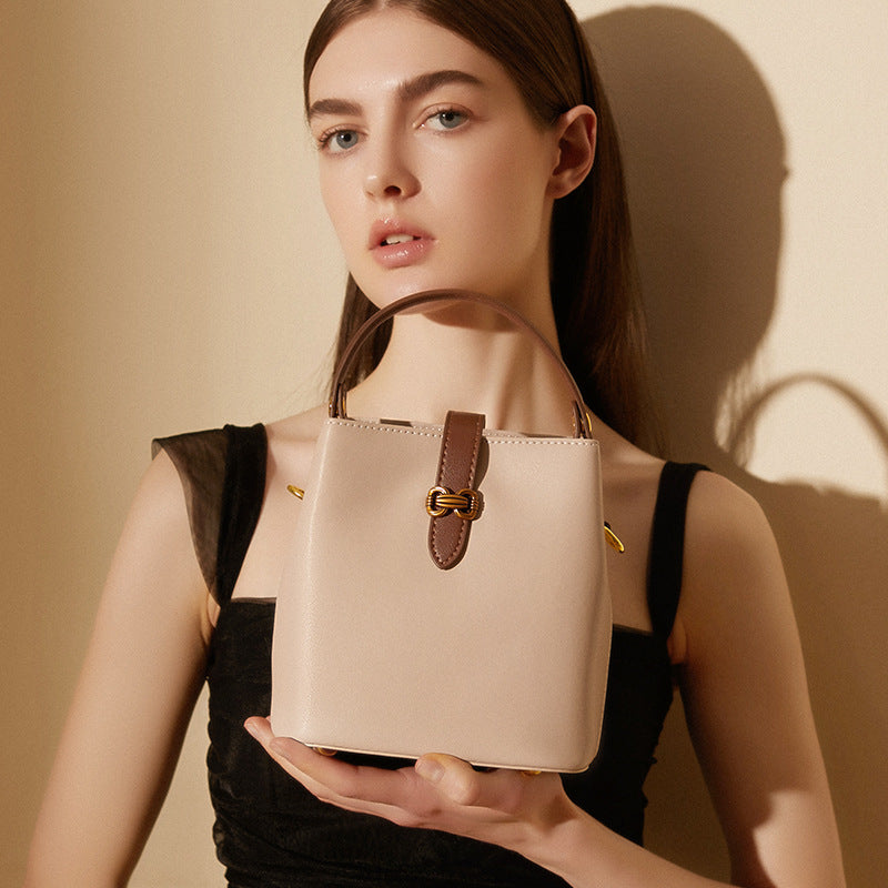 Genuine Leather Summer Crossbody Bucket Bag