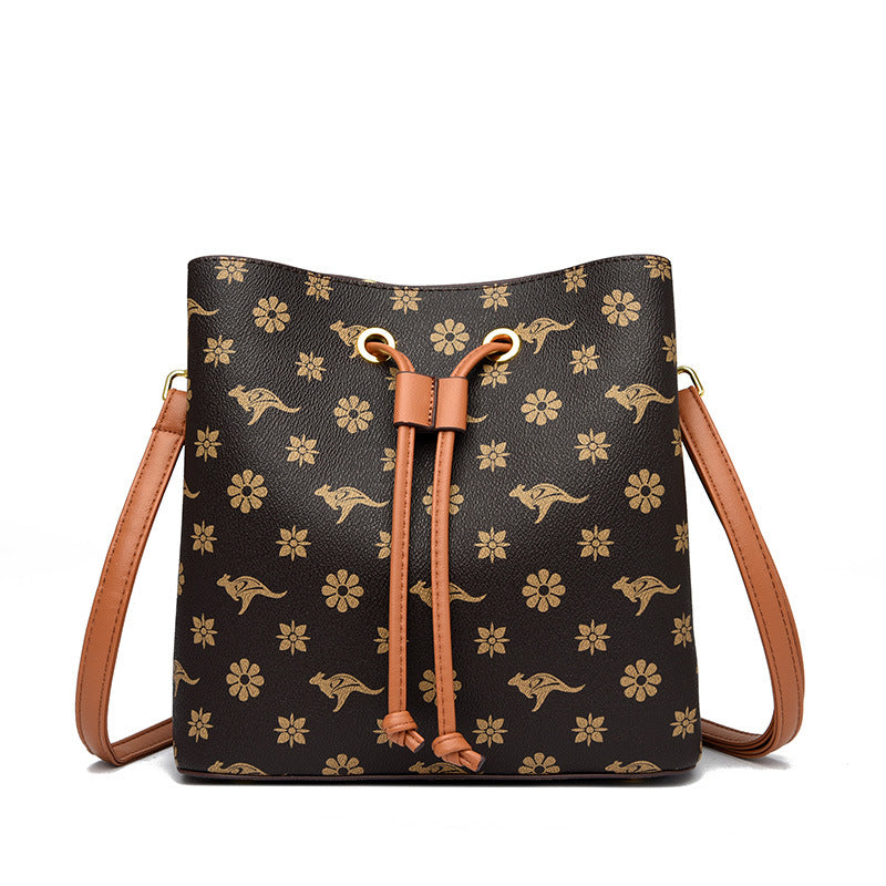 Printed Bucket Style Shoulder Messenger Bag