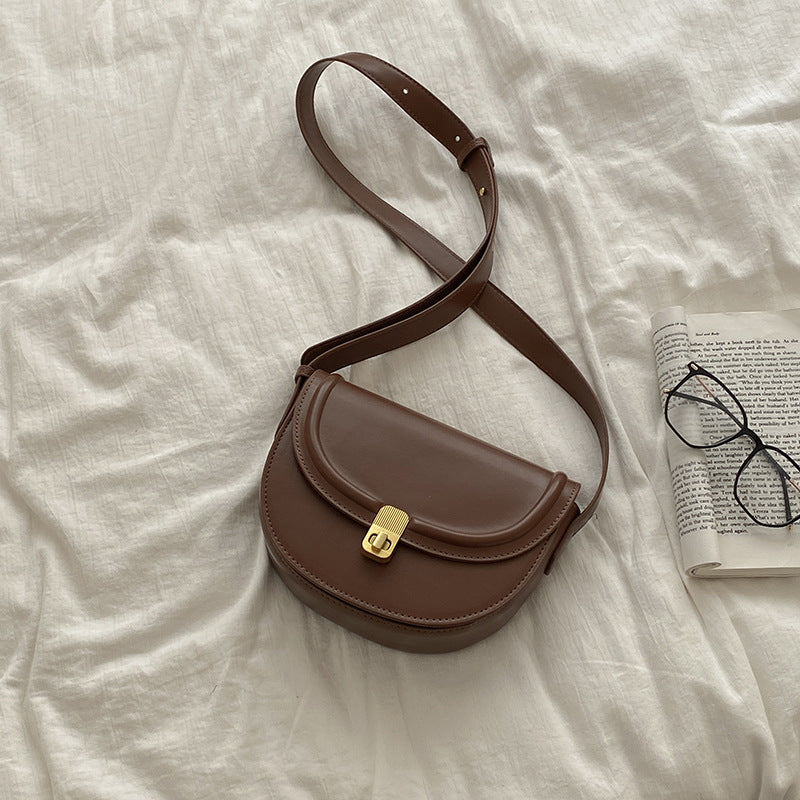 Retro Textured Saddle Crossbody Bag