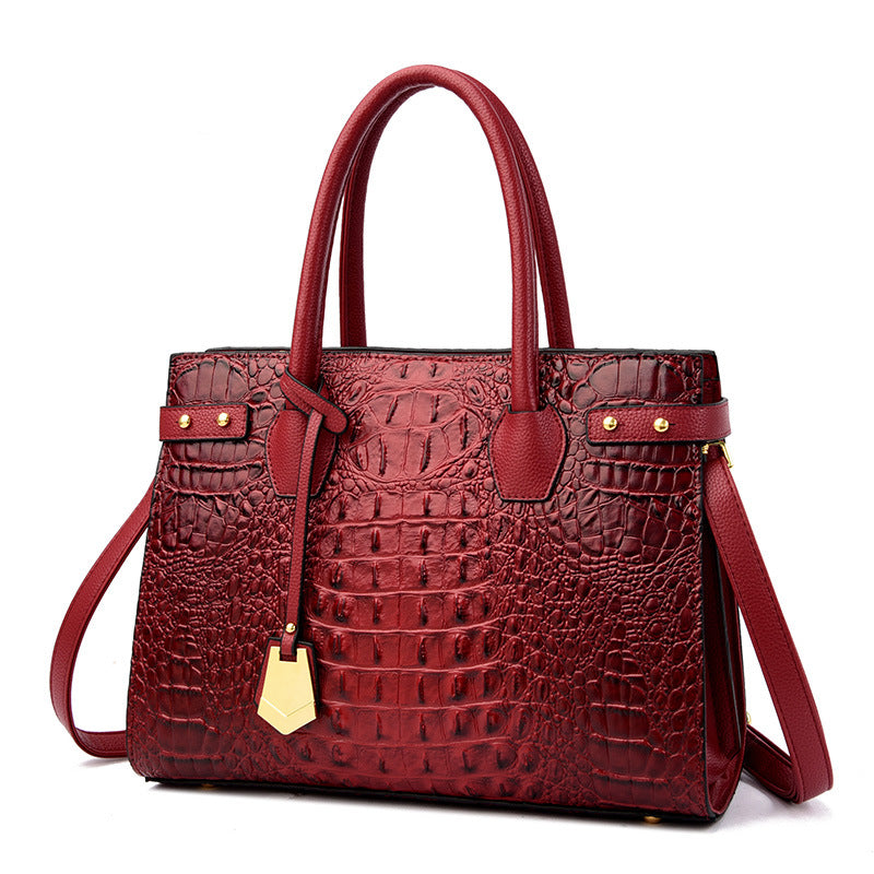Large Capacity Retro Crocodile Pattern Women's Handbag