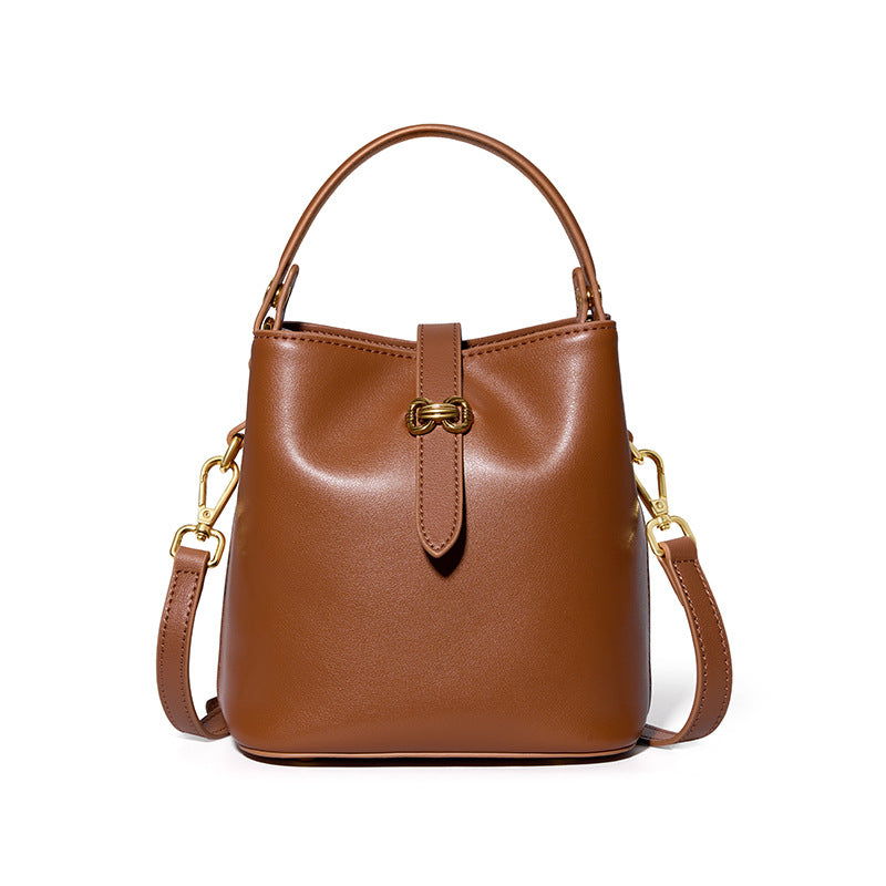 Genuine Leather Summer Crossbody Bucket Bag