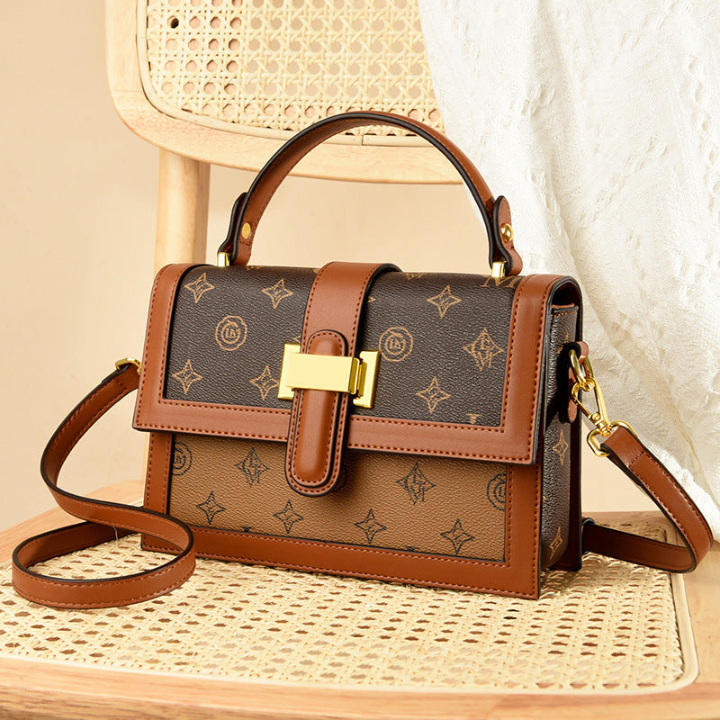 Retro Accordion PVC Handbag with Classic Print