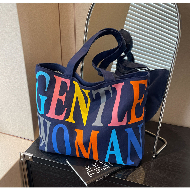 Printed Oxford Cloth Letter Canvas Commuter Tote