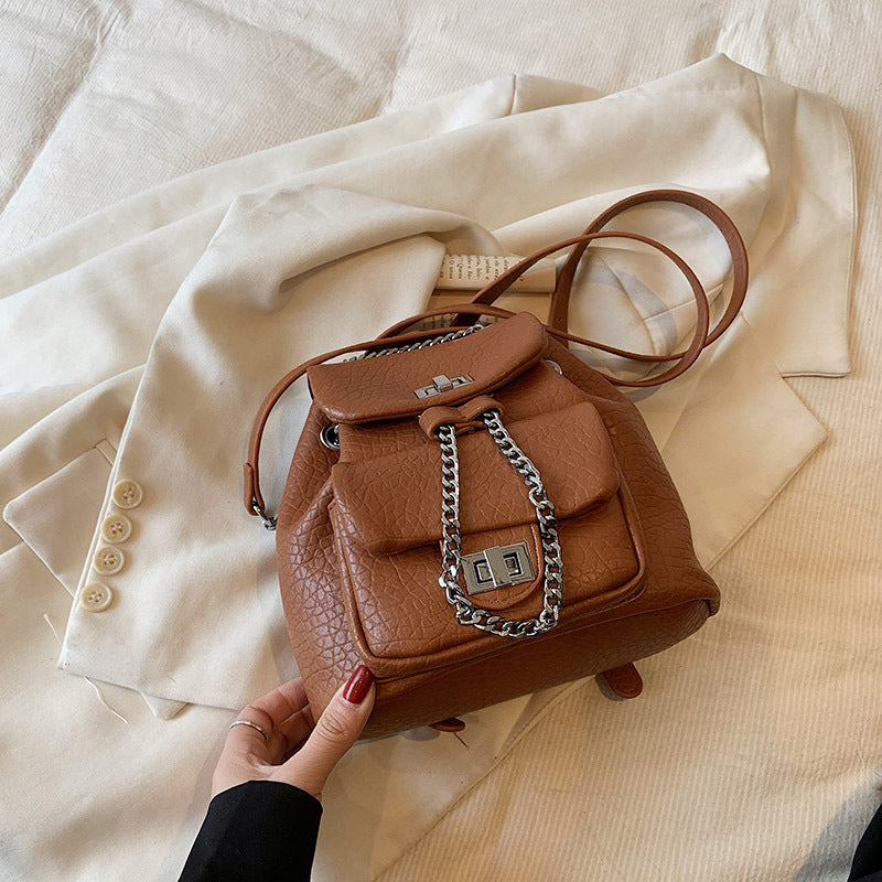 Diamond Pattern Chain Small Backpack