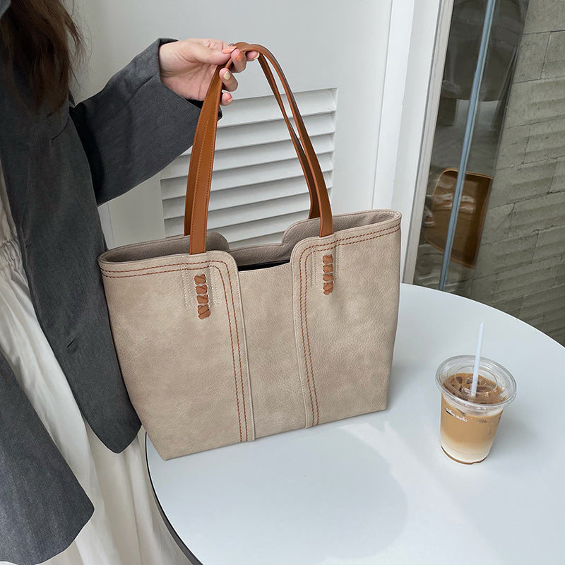 Retro Style PU Leather Commuter Tote Bag