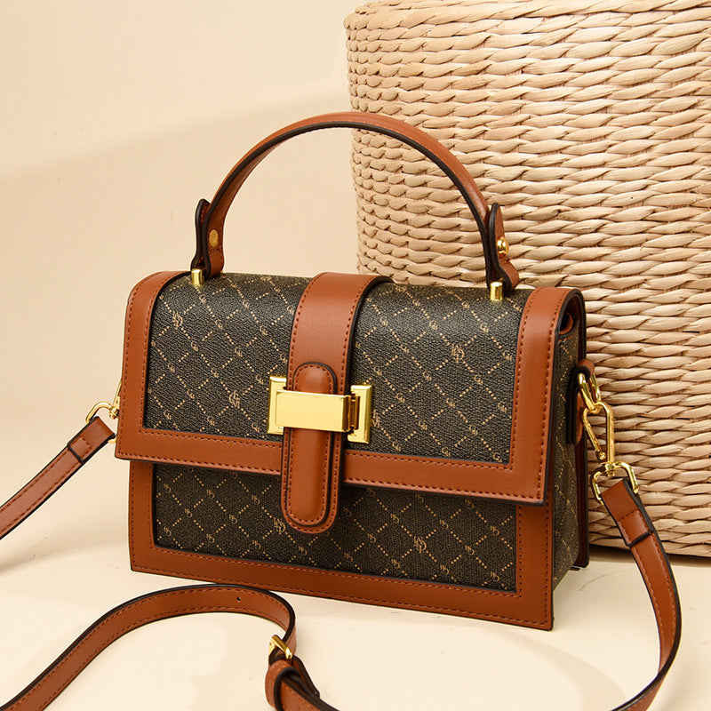Retro Accordion PVC Handbag with Classic Print