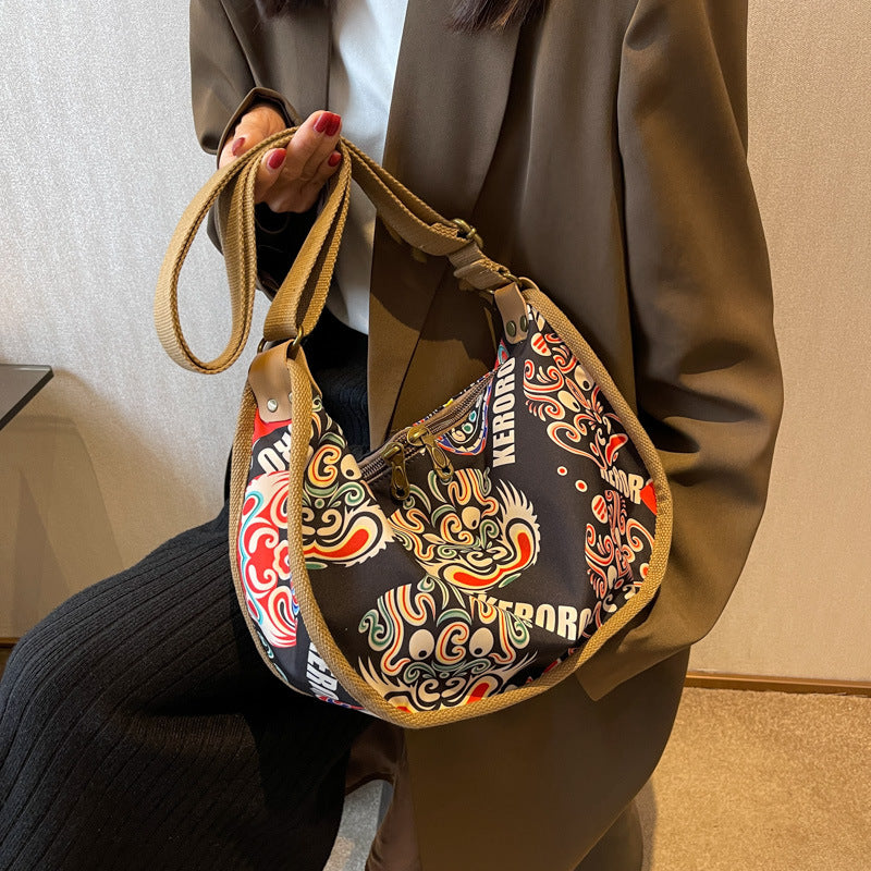 Ethnic Style Denim Dumpling Crossbody Bag