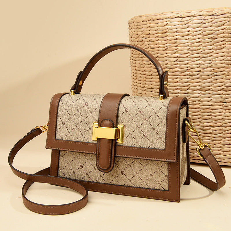 Retro Accordion PVC Handbag with Classic Print