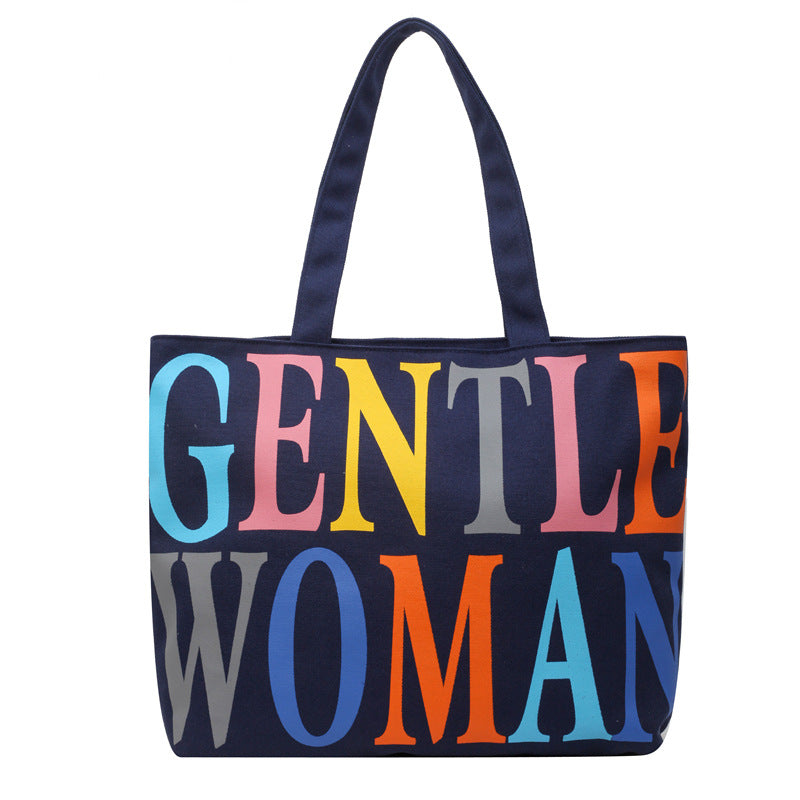 Printed Oxford Cloth Letter Canvas Commuter Tote
