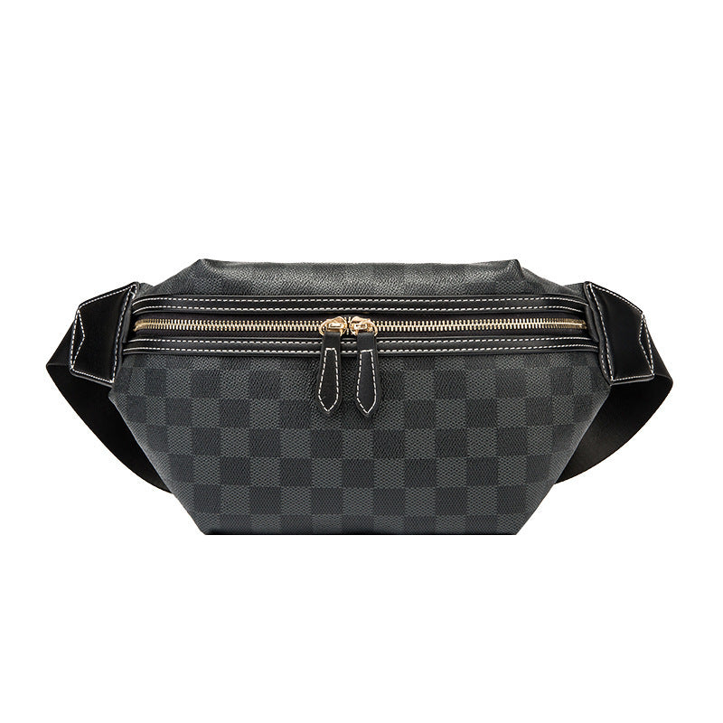 Trendy Plaid PU Leather Waist Crossbody Bag