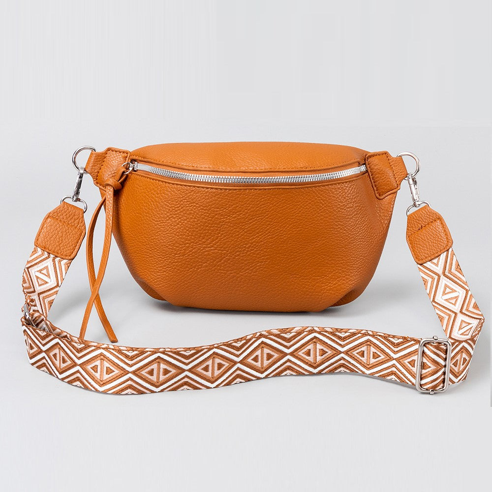 Large Pleated PU Leather Waist Crossbody Bag