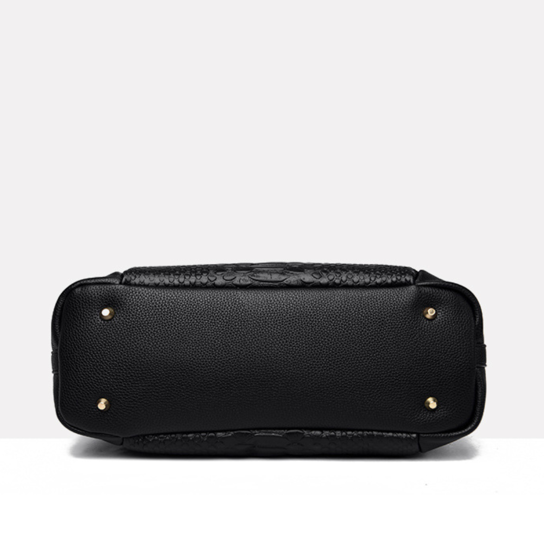 Large Capacity Embossed Crocodile Leather Handbag