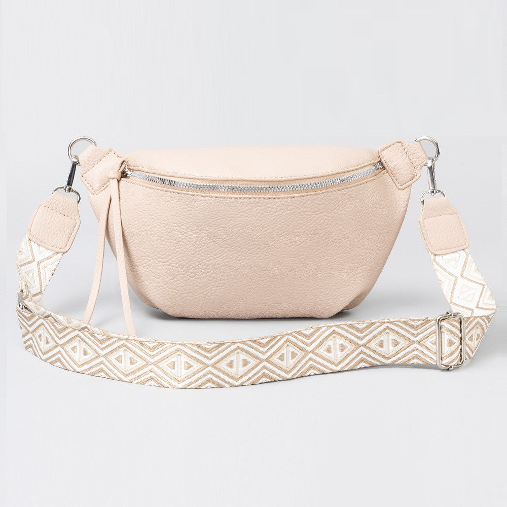 Large Pleated PU Leather Waist Crossbody Bag
