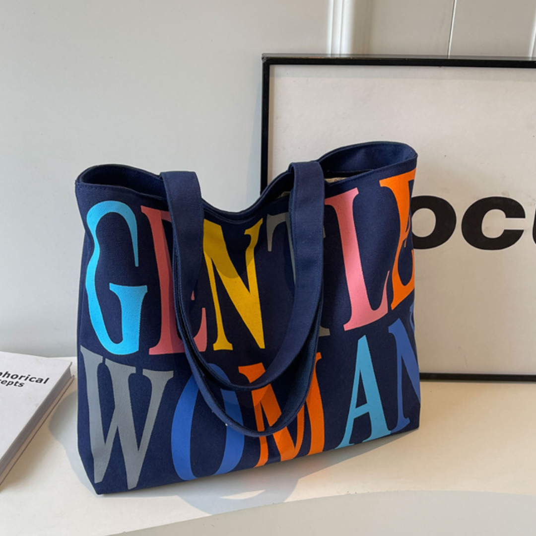 Printed Oxford Cloth Letter Canvas Commuter Tote