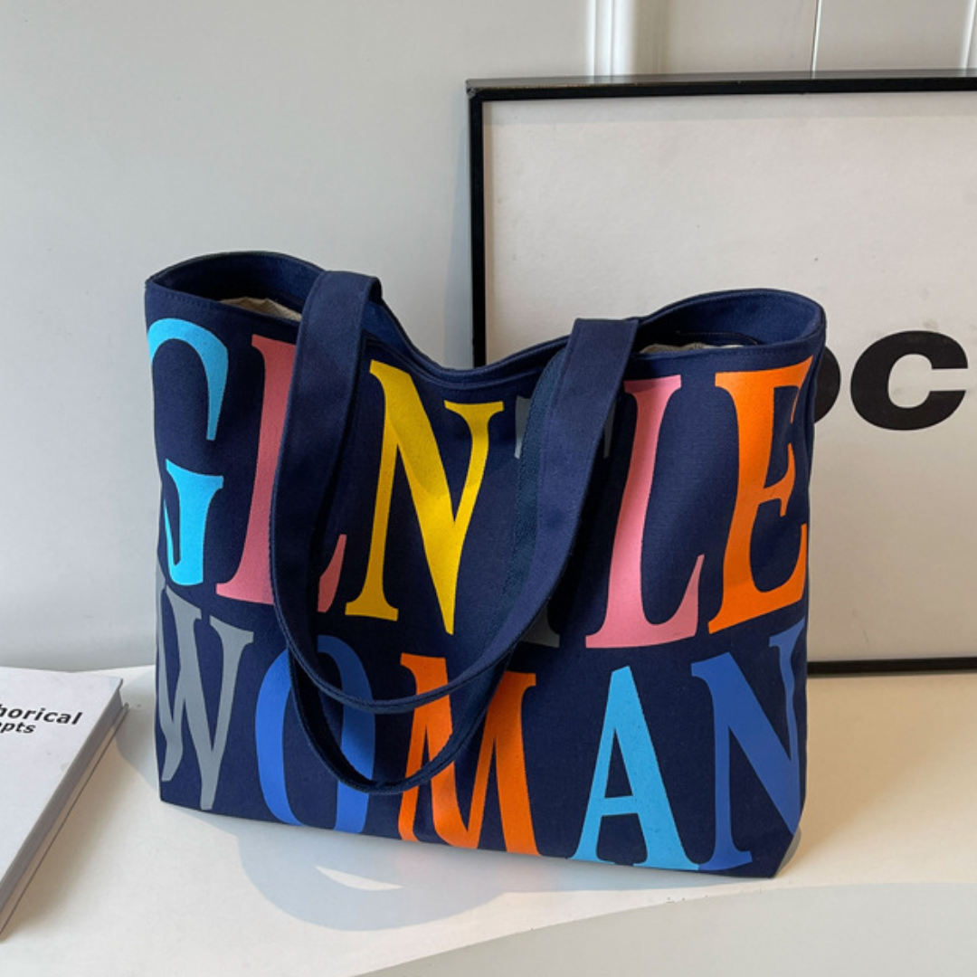 Printed Oxford Cloth Letter Canvas Commuter Tote