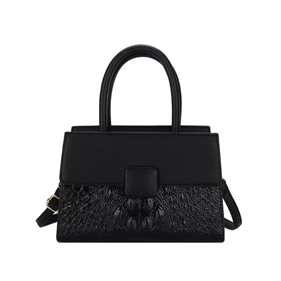 Crocodile Pattern Lock Stitch Underarm Tote Handbag