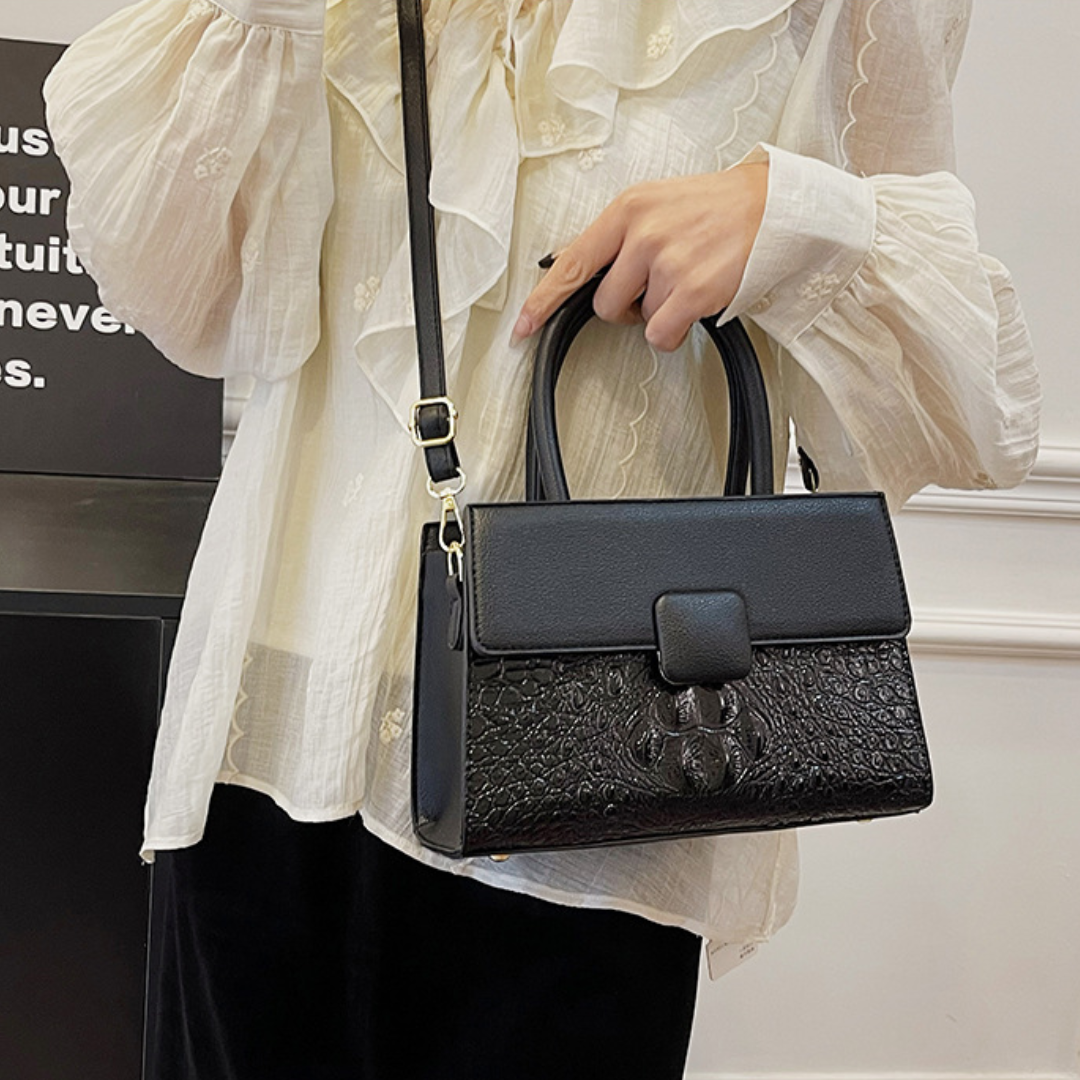 Crocodile Pattern Lock Stitch Underarm Tote Handbag