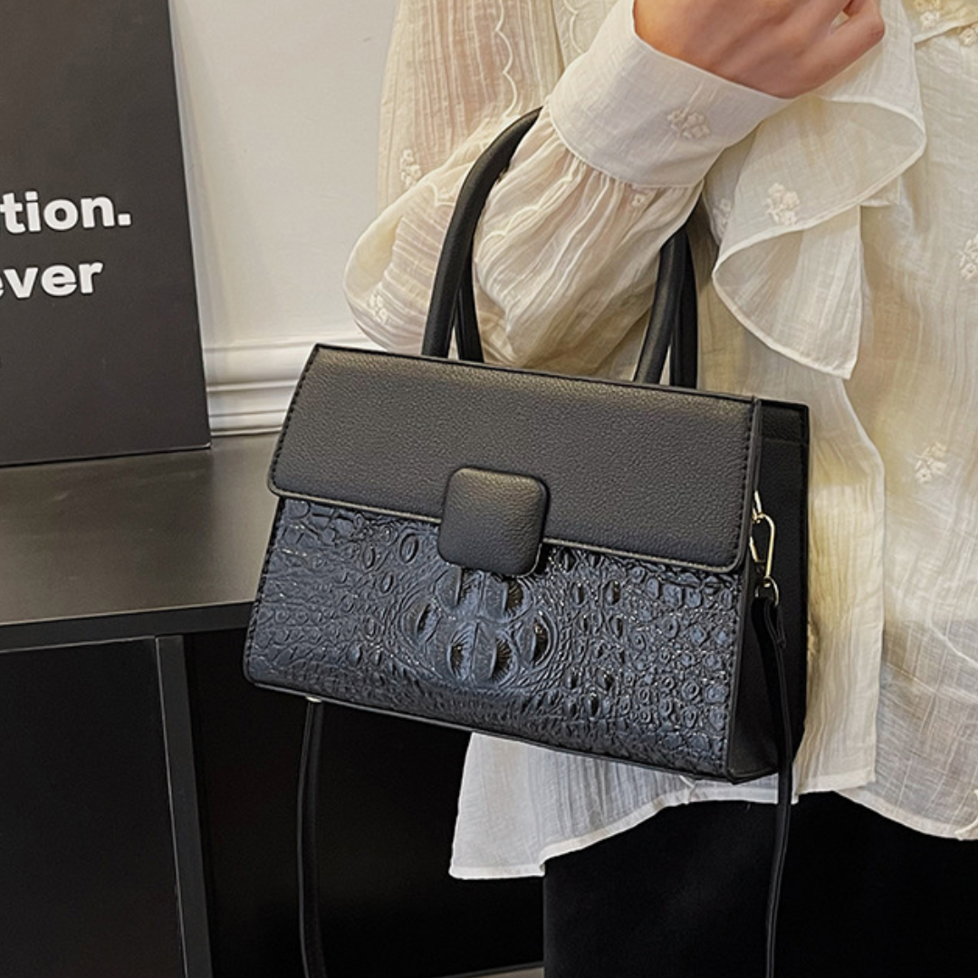 Crocodile Pattern Lock Stitch Underarm Tote Handbag