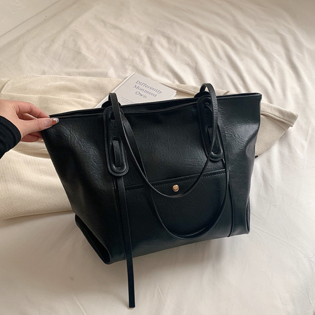 Large Capacity Retro PU Leather Autumn Shoulder Tote