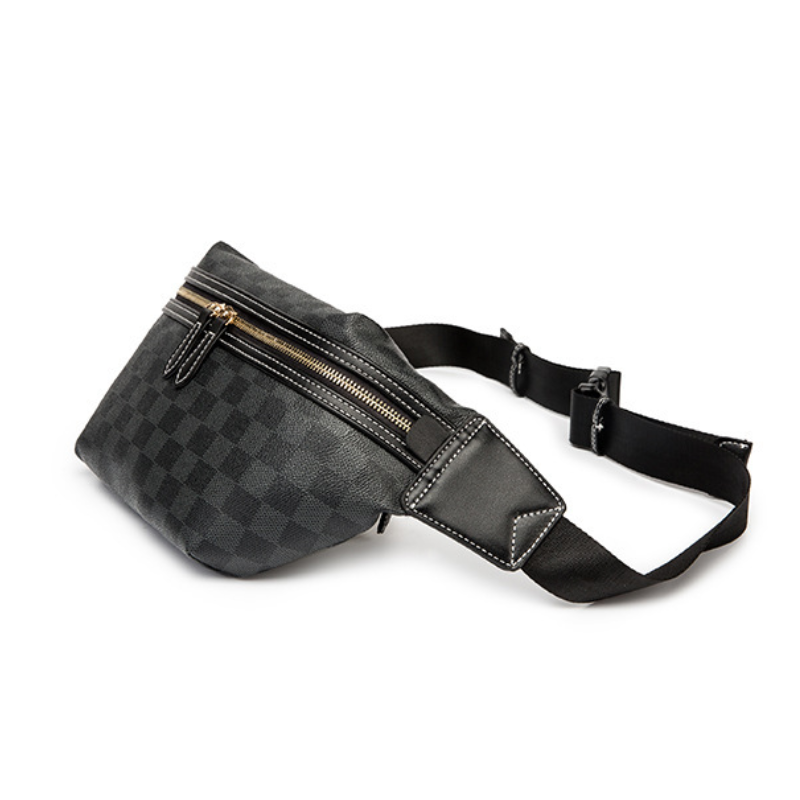 Trendy Plaid PU Leather Waist Crossbody Bag