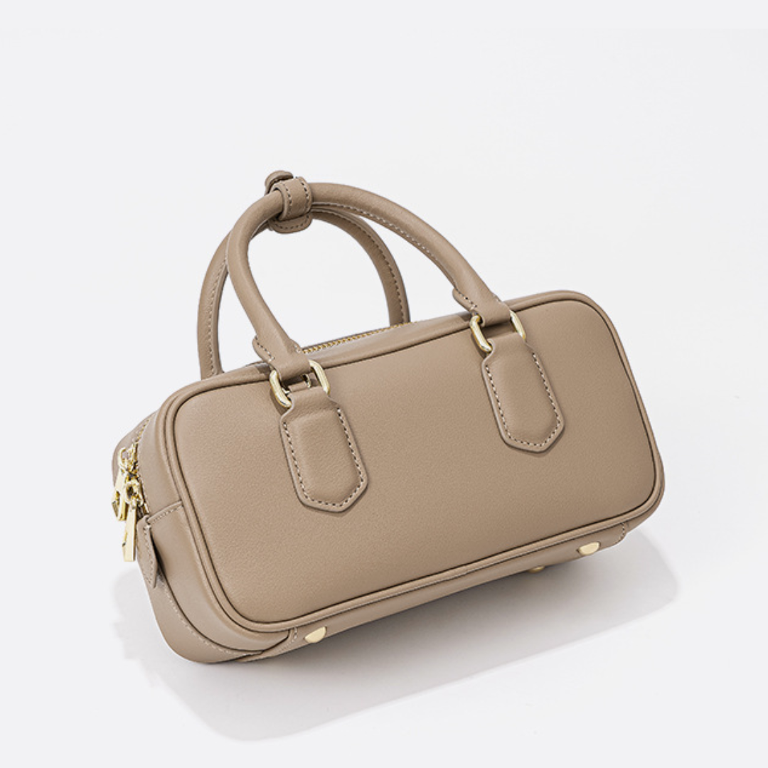 Retro Niche Genuine Leather Boston Bowling Bag