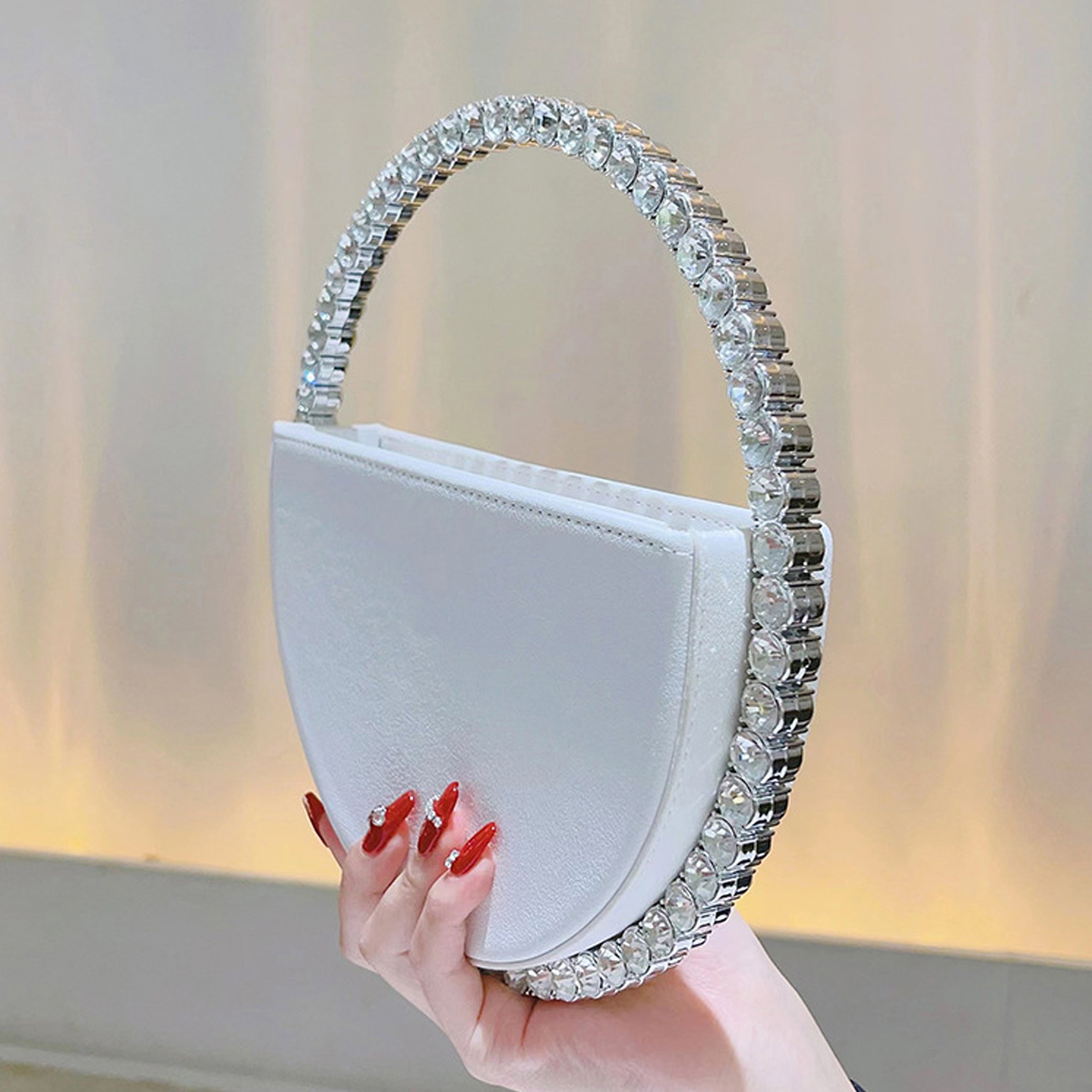 Crystal Diamond Round Sparkling Evening Clutch