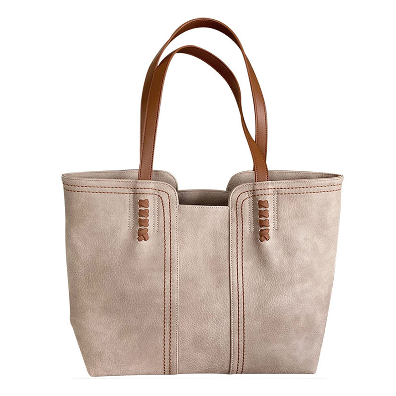 Retro Style PU Leather Commuter Tote Bag