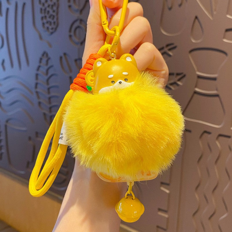 Fluffy Bear Pom Pom Keychain