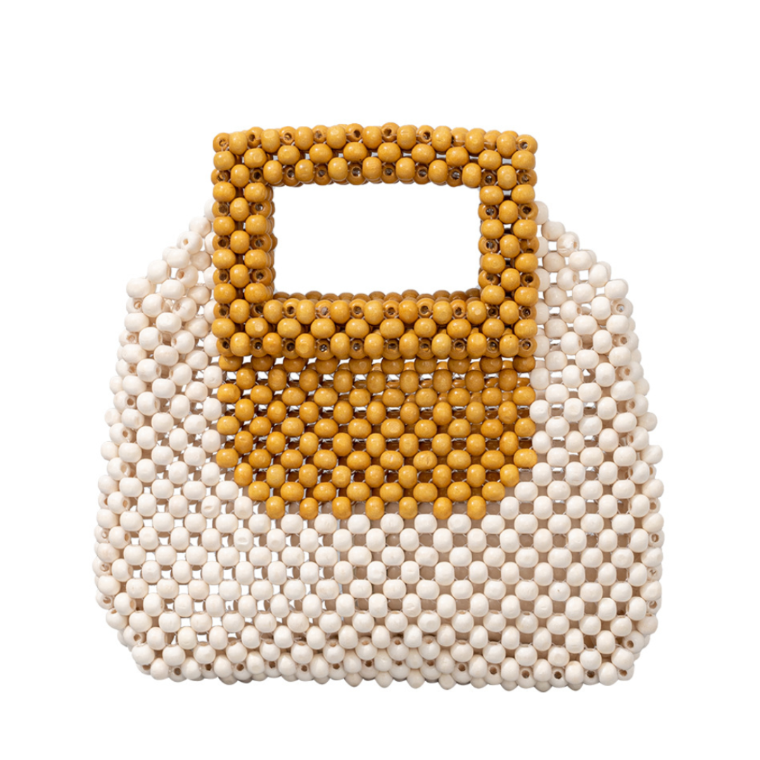 Wooden Bead Hand-Woven Women's Handbag