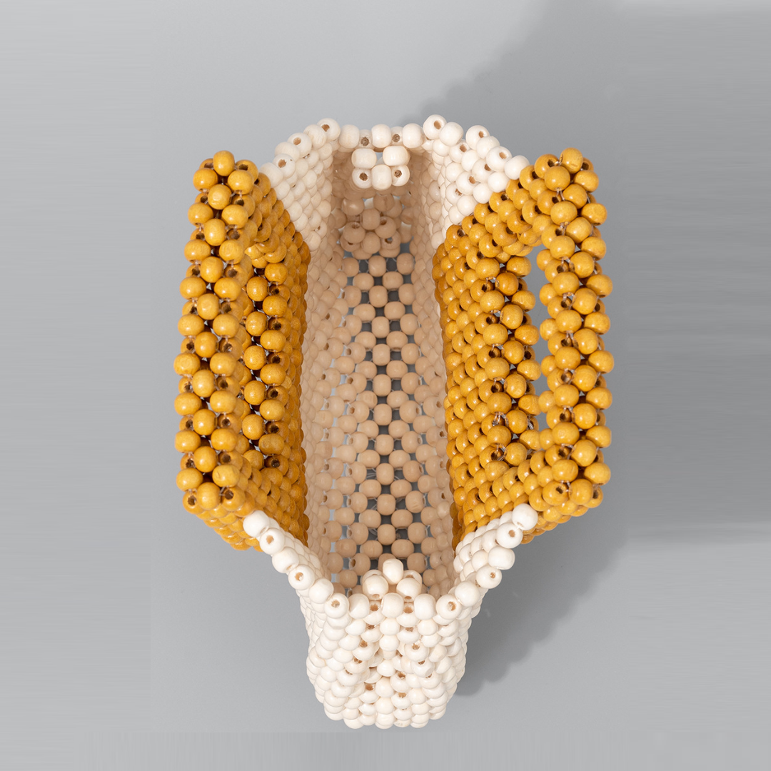 Wooden Bead Hand-Woven Women's Handbag