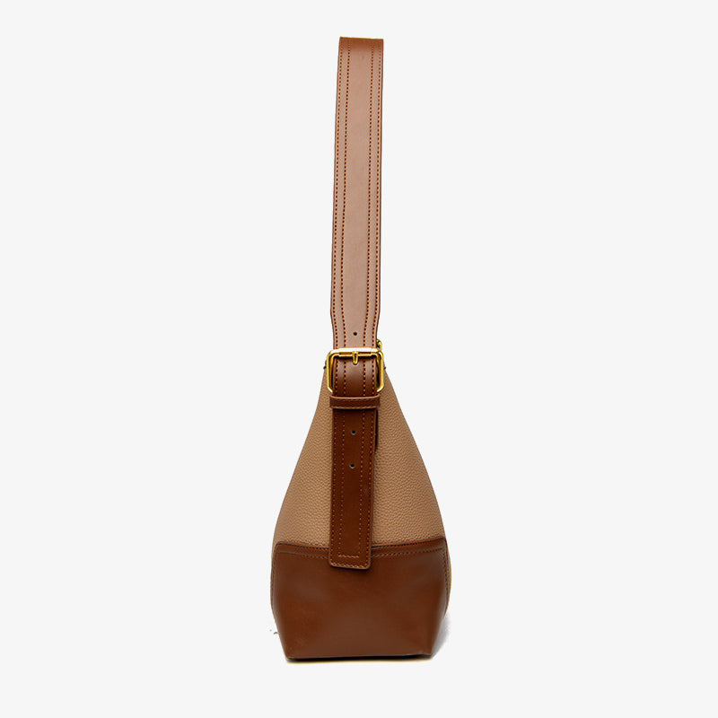 Retro Contrast PU Leather Commuter Shoulder Tote Bag